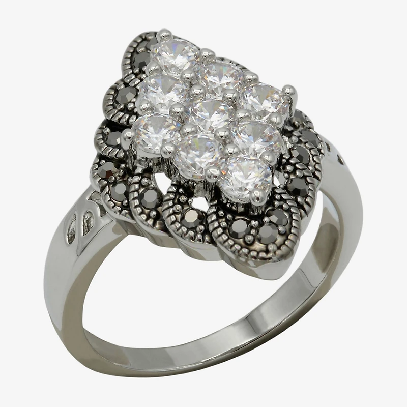 Sparkle Allure Womens Cubic Zirconia Pure Silver Over Brass Cocktail Ring