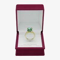 Sparkle Allure Womens Green Crystal 14K Gold Over Brass Cocktail Ring