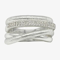 Sparkle Allure Womens 4MM Cubic Zirconia Pure Silver Over Brass Bypass  Band