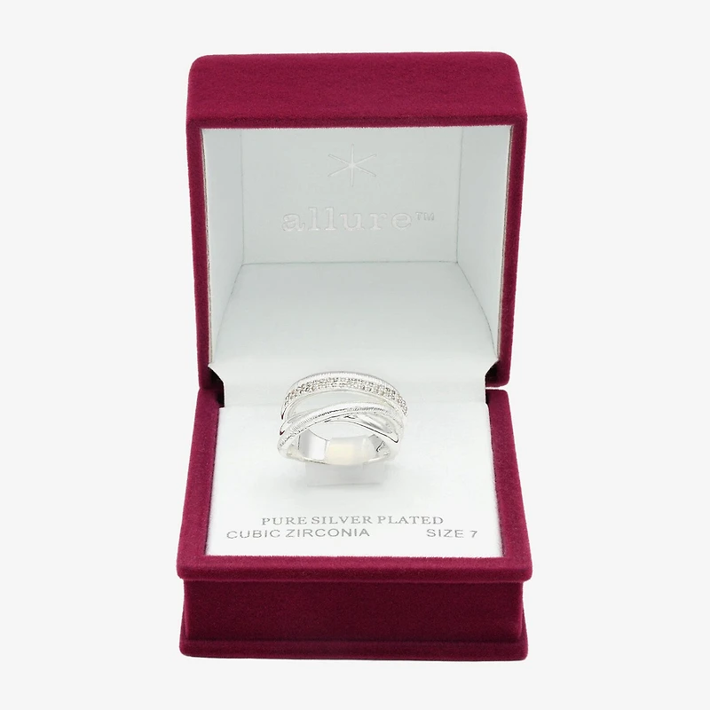Sparkle Allure Womens 4MM Cubic Zirconia Pure Silver Over Brass Bypass Band