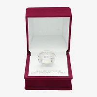 Sparkle Allure Womens 4MM Cubic Zirconia Pure Silver Over Brass Bypass  Band