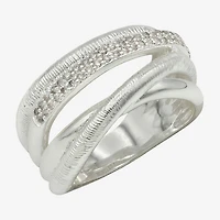 Sparkle Allure Womens 4MM Cubic Zirconia Pure Silver Over Brass Bypass  Band