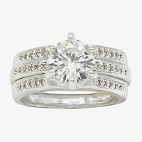 Sparkle Allure Womens Cubic Zirconia Pure Silver Over Brass Round Engagement Ring
