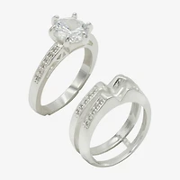Sparkle Allure Womens Cubic Zirconia Pure Silver Over Brass Round Engagement Ring