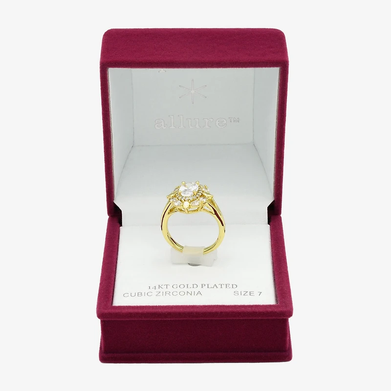 Sparkle Allure Womens Cubic Zirconia 14K Gold Over Brass Oval Cluster Cocktail Ring