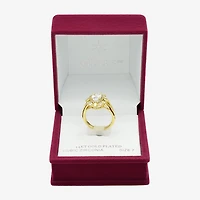 Sparkle Allure Womens Cubic Zirconia 14K Gold Over Brass Oval Cluster Cocktail Ring