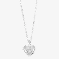 Sparkle Allure Initial Womens Cubic Zirconia Pure Silver Over Brass 18 Inch Locket Necklace