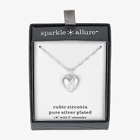Sparkle Allure Initial Womens Cubic Zirconia Pure Silver Over Brass 18 Inch Locket Necklace