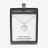 Sparkle Allure Initial Womens Cubic Zirconia Pure Silver Over Brass 18 Inch Locket Necklace