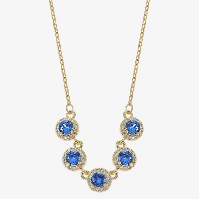 Sparkle Allure Womens Blue 14K Gold Over Brass 18 Inch Collar Necklace