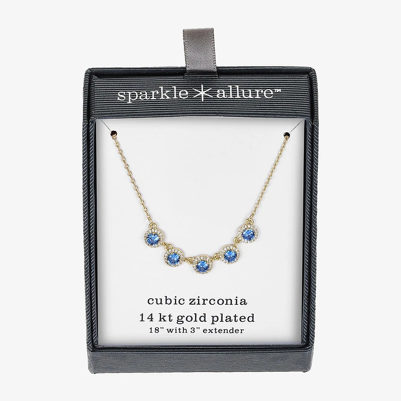 Sparkle Allure Womens 14K Gold Over Brass 18 Inch Collar Necklace