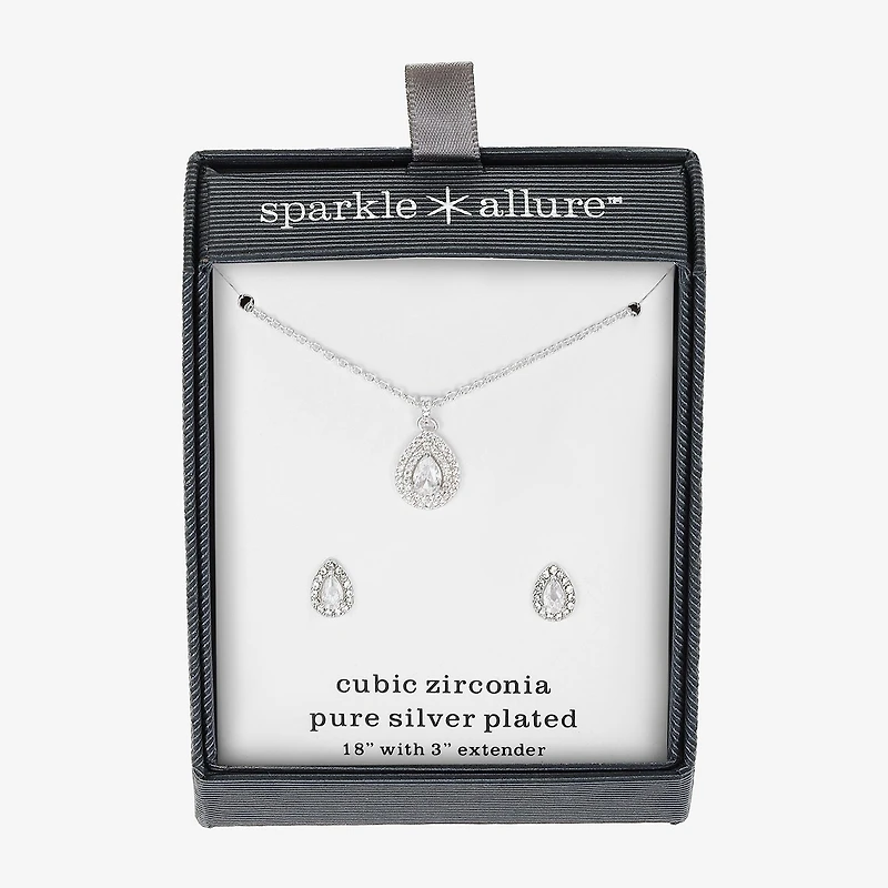 Sparkle Allure Womens Crystal Pure Silver Over Brass 3-pc. Jewelry Set