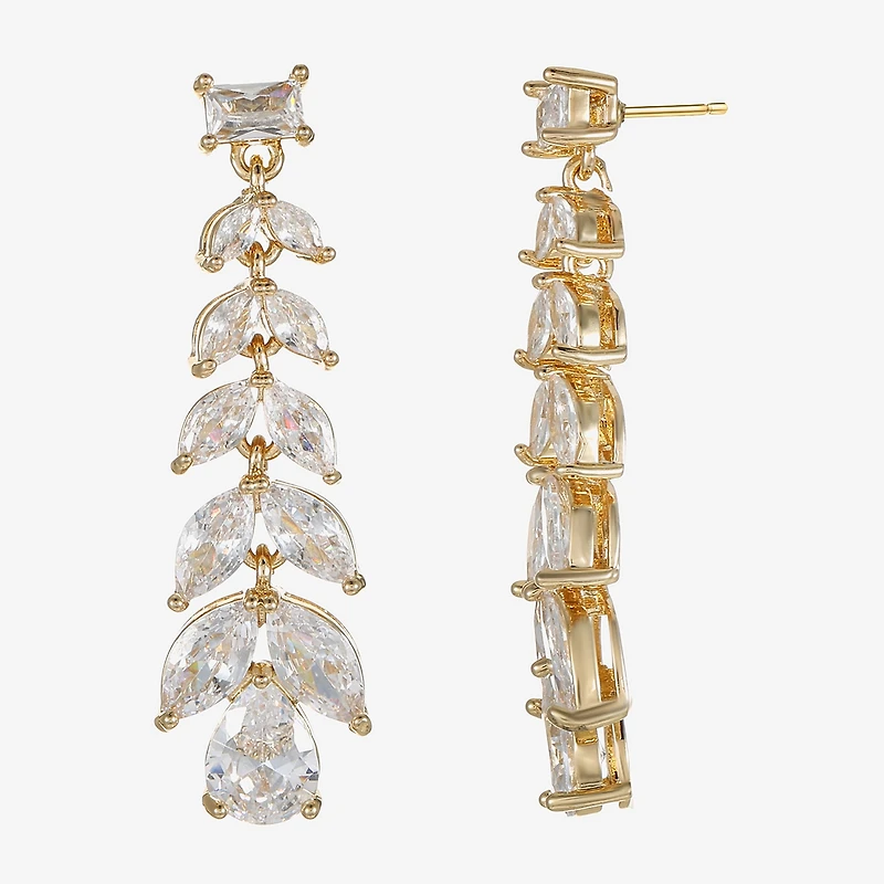Sparkle Allure Womens Cubic Zirconia 14K Gold Over Brass Chandelier Earrings