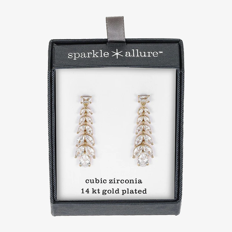 Sparkle Allure Womens Cubic Zirconia 14K Gold Over Brass Chandelier Earrings