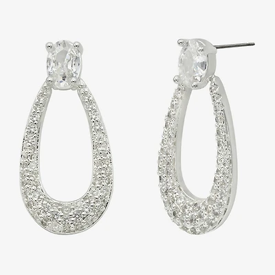 Sparkle Allure Womens Cubic Zirconia Pure Silver Over Brass Oval Drop Earrings