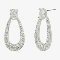 Sparkle Allure Womens Cubic Zirconia Pure Silver Over Brass Oval Drop Earrings