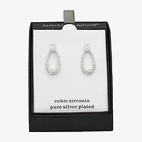 Sparkle Allure Womens Cubic Zirconia Pure Silver Over Brass Oval Drop Earrings