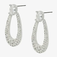 Sparkle Allure Womens Cubic Zirconia Pure Silver Over Brass Oval Drop Earrings