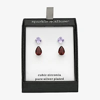 Sparkle Allure Womens Purple Crystal Pure Silver Over Brass Pear Round Drop Earrings