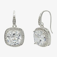 Sparkle Allure Womens Cubic Zirconia Pure Silver Over Brass Cushion Drop Earrings
