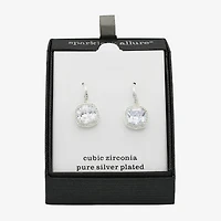 Sparkle Allure Womens Cubic Zirconia Pure Silver Over Brass Cushion Drop Earrings