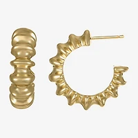 Silver Reflections Womens 14K Gold Over Brass 28.3mm Hoop Earrings