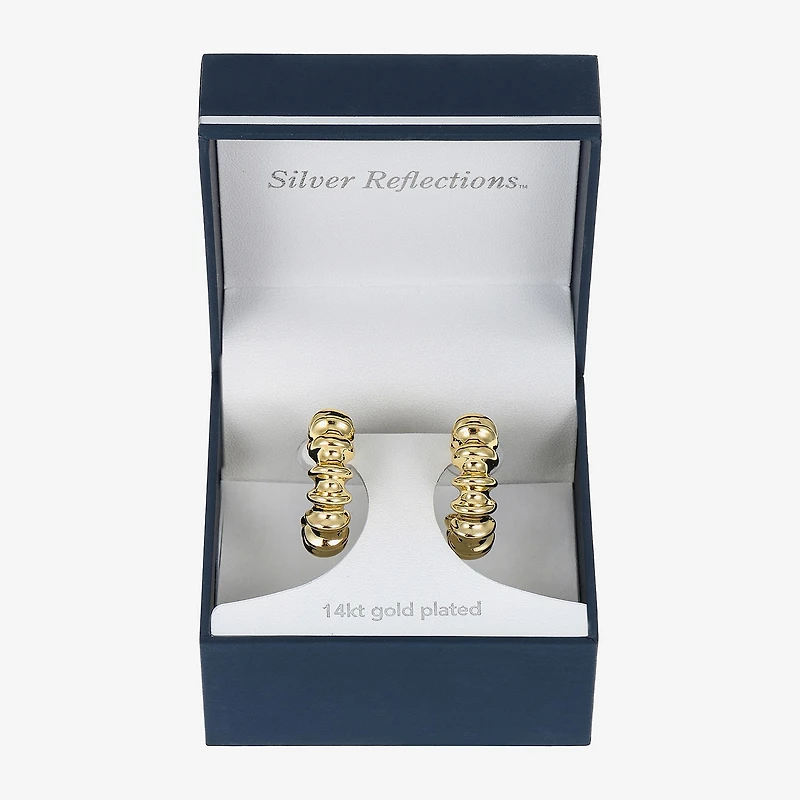 Silver Reflections Womens 14K Gold Over Brass 28.3mm Hoop Earrings