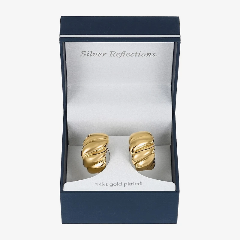 Silver Reflections Womens 14K Gold Over Brass 27.5mm Hoop Earrings
