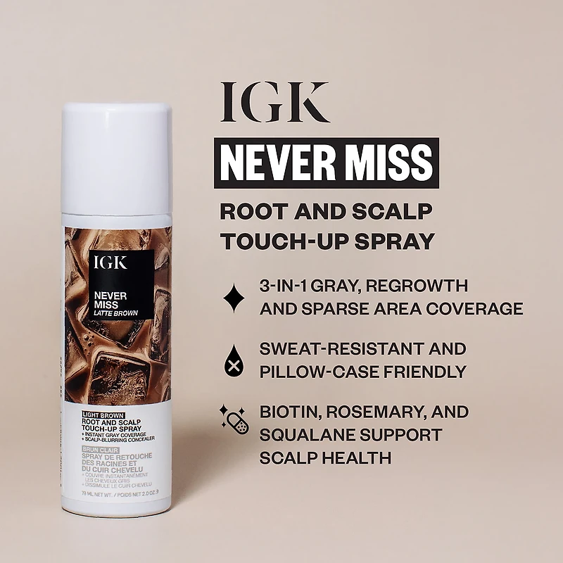 IGK Never Miss Root Spray Hair Color 2 oz.