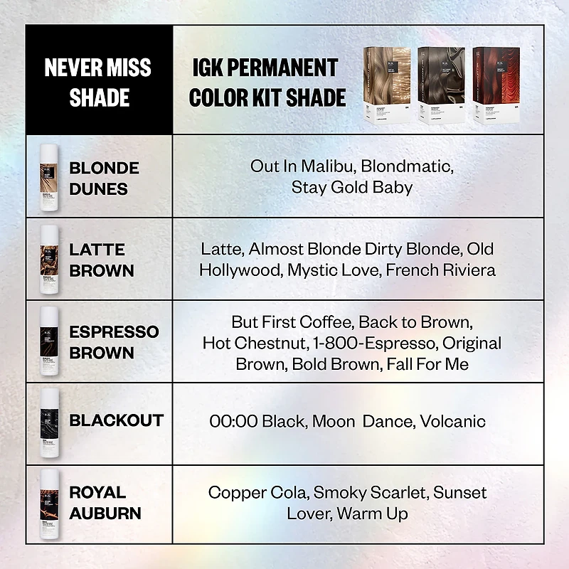 IGK Never Miss Root Spray Hair Color 2 oz.