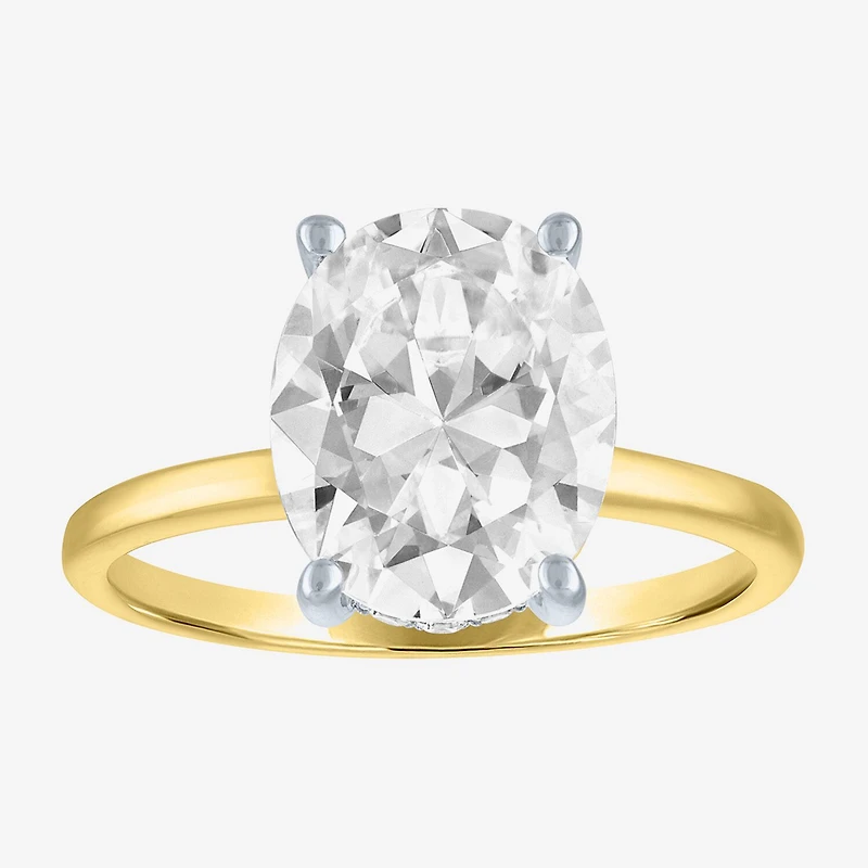 Bridal Addiction Womens 4 1/7 Ct. T.W. Lab Grown White Diamond 14K Gold Oval Solitaire Engagement Ring