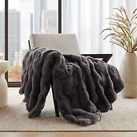 Madison Park Camille Faux Fur Washable Midweight Throw