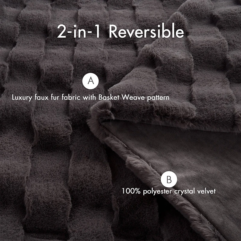 Madison Park Camille Faux Fur Washable Midweight Throw