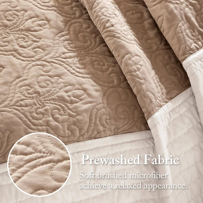 Madison Park Danville 7-Pc Quilt Set with Euro Shams and Throw Pillows