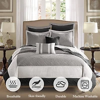 Madison Park Danville 7-Pc Quilt Set with Euro Shams and Throw Pillows