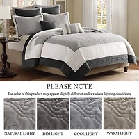 Madison Park Danville 7-Pc Quilt Set with Euro Shams and Throw Pillows