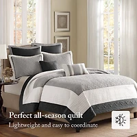 Madison Park Danville 7-Pc Quilt Set with Euro Shams and Throw Pillows