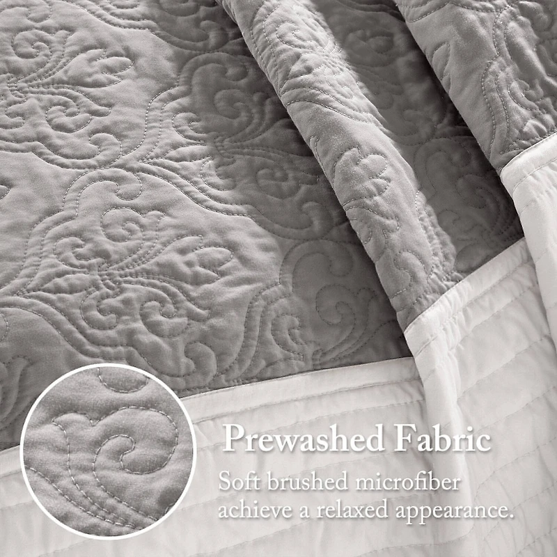 Madison Park Danville 7-Pc Quilt Set with Euro Shams and Throw Pillows