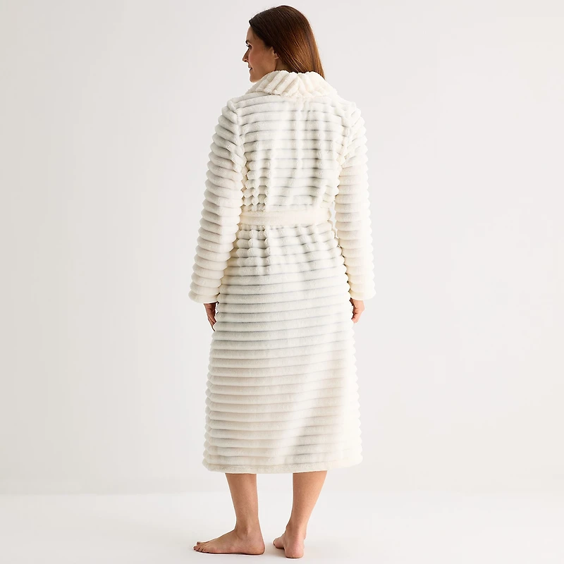 Liz Claiborne Womens Fleece Long Sleeve Long Length Robe