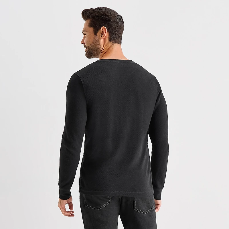 St. John's Bay Honeycomb Mens Henley Neck Long Sleeve Classic Fit Thermal Top