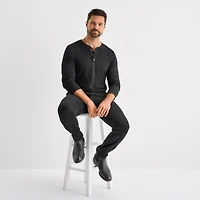 St. John's Bay Honeycomb Mens Henley Neck Long Sleeve Classic Fit Thermal Top