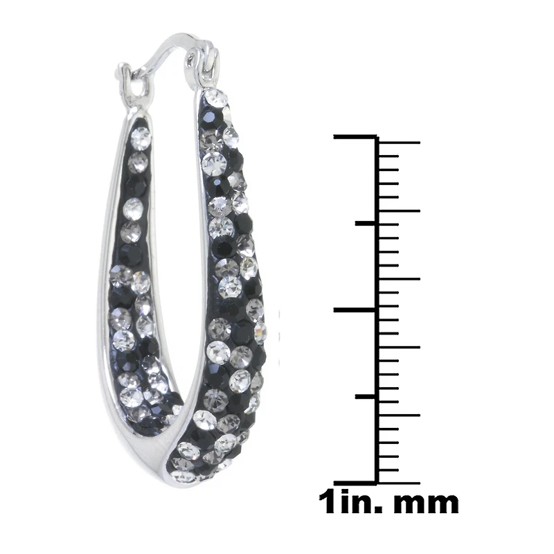 Sparkle Allure Womens Crystal 31.7mm Oval Hoop Earrings
