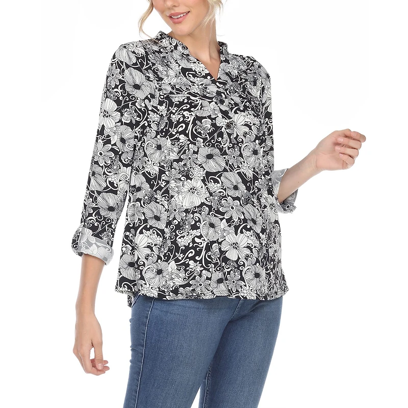 White Mark Womens Long Sleeve Tunic Top