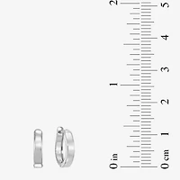 14K White Gold 12.35mm Hinged Square-Edge Hoop Earrings