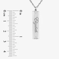 Personalized Name Womens Diamond Accent Natural White 10K Gold Bar 18 Inch Necklace