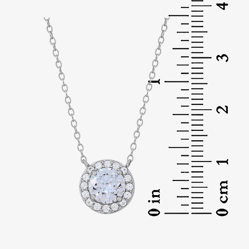 Womens 3/4 CT. T.W. White Zirconia Sterling Silver Round 18 Inch Pendant Necklace