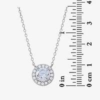 Womens 3/4 CT. T.W. White Zirconia Sterling Silver Round 18 Inch Pendant Necklace