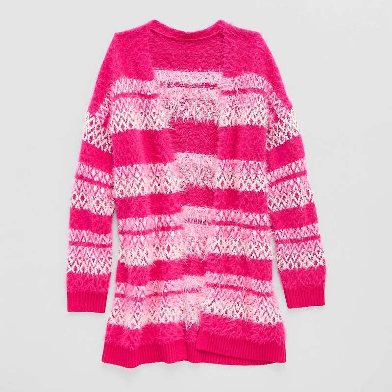 Thereabouts Little & Big Kid Girls Long Sleeve Open Front Striped Cardigan