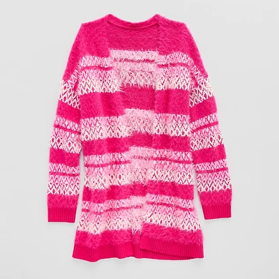 Thereabouts Little & Big Kid Girls Long Sleeve Open Front Striped Cardigan