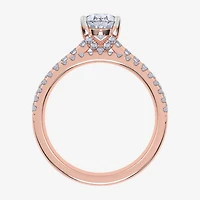 (H-I / Si2-I1) Womens 1 1/2 CT. T.W. Lab Grown White Diamond 10K Gold Pear Side Stone Bridal Set